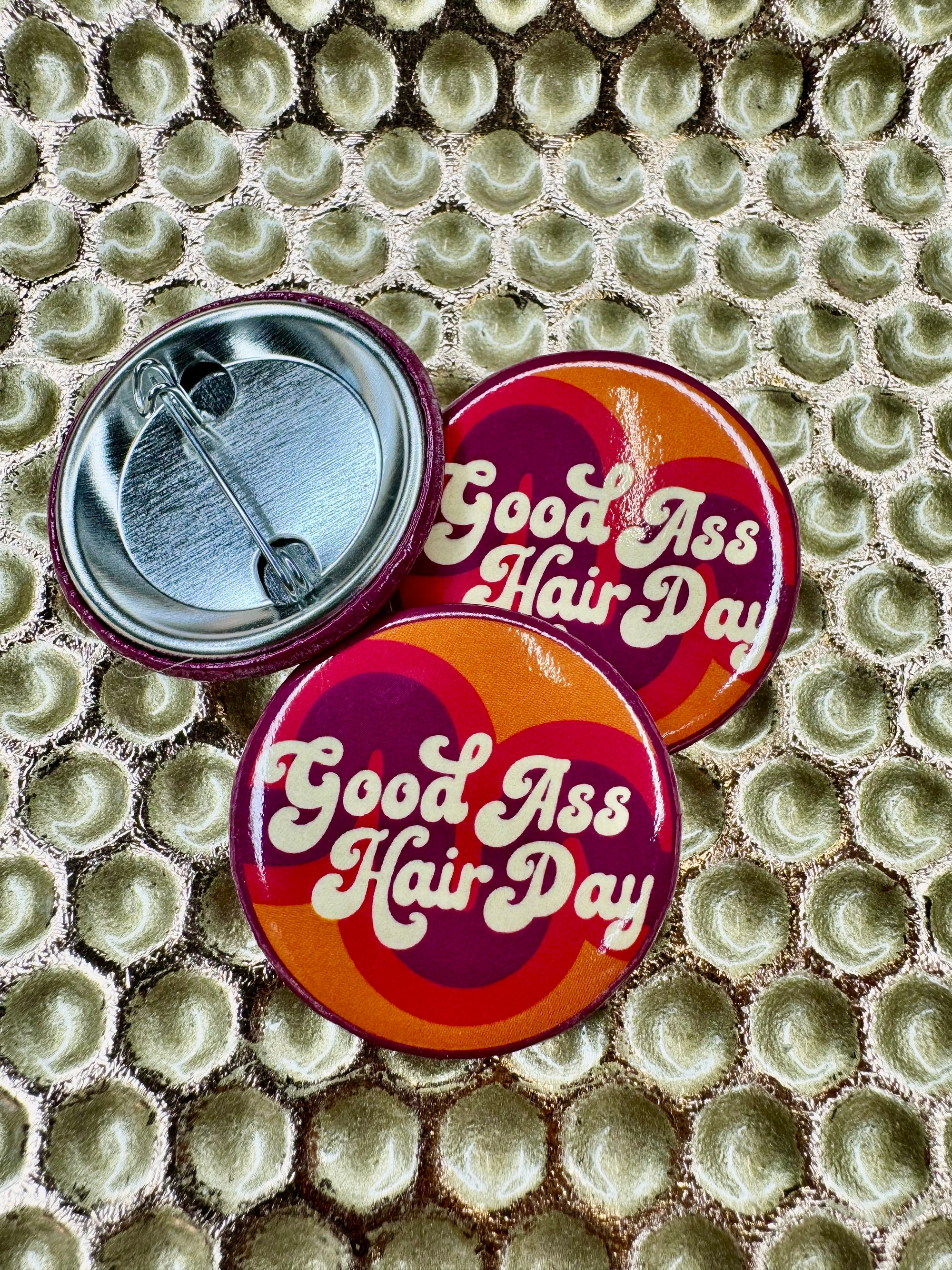 1.5" Good Ass Hair Day logo button